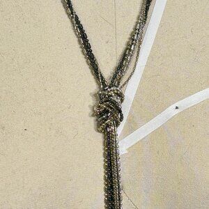 Alfani Tri Toned Bead Tasseled Necklace